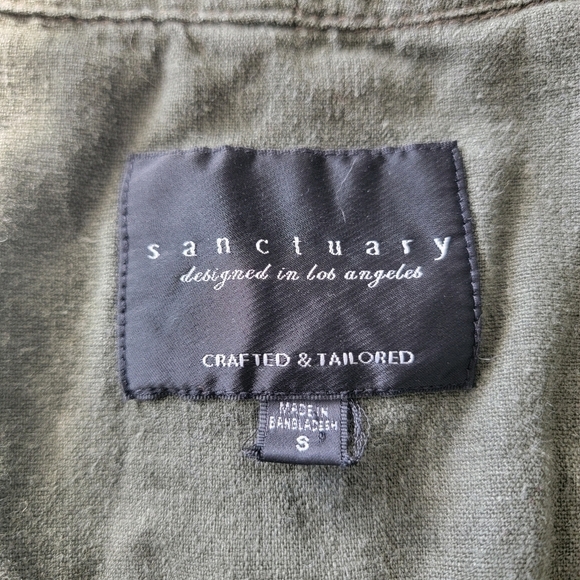 Sanctuary Olive Green Linen Blend Day Trip Open Drape Front Vest/Jacket Small - Picture 10 of 10